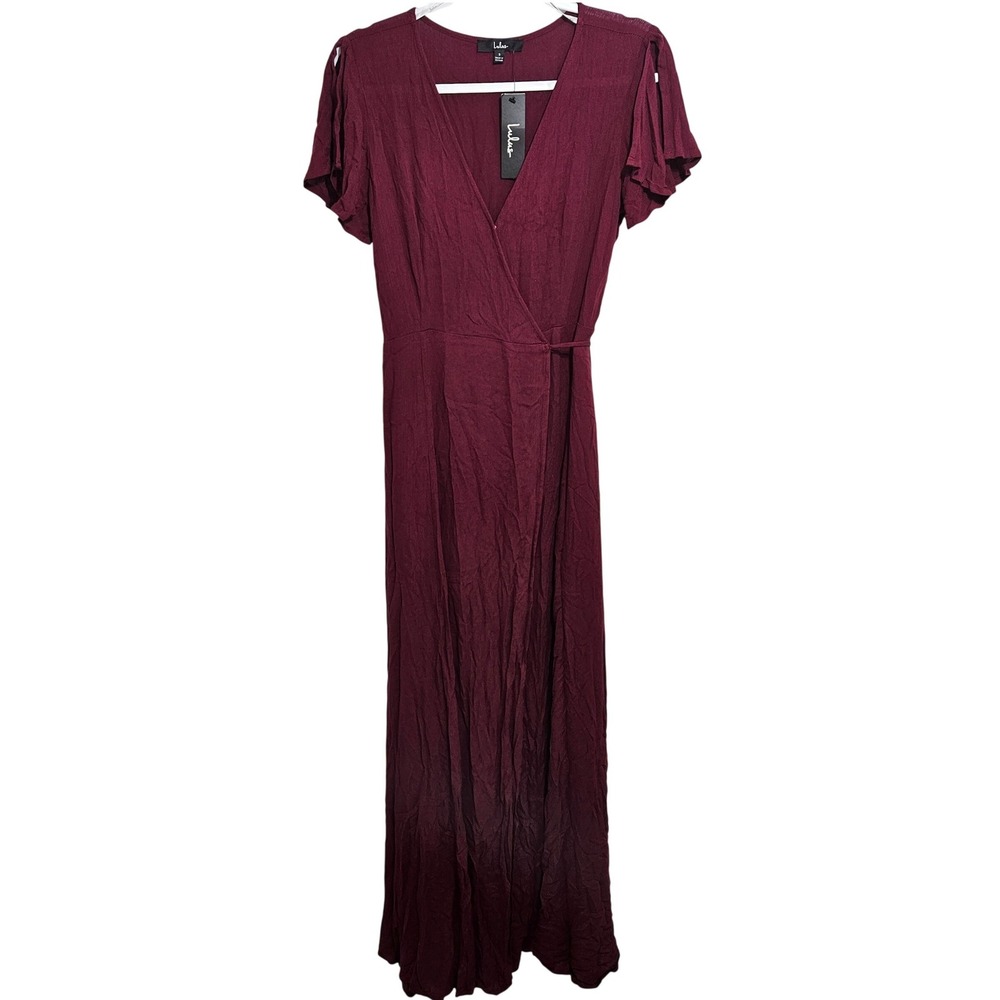 Lulus NWT Wrap Maxi Dress Flutter Sleeve Ho Co Wedding Guest Fairy Whimsy Fall S
